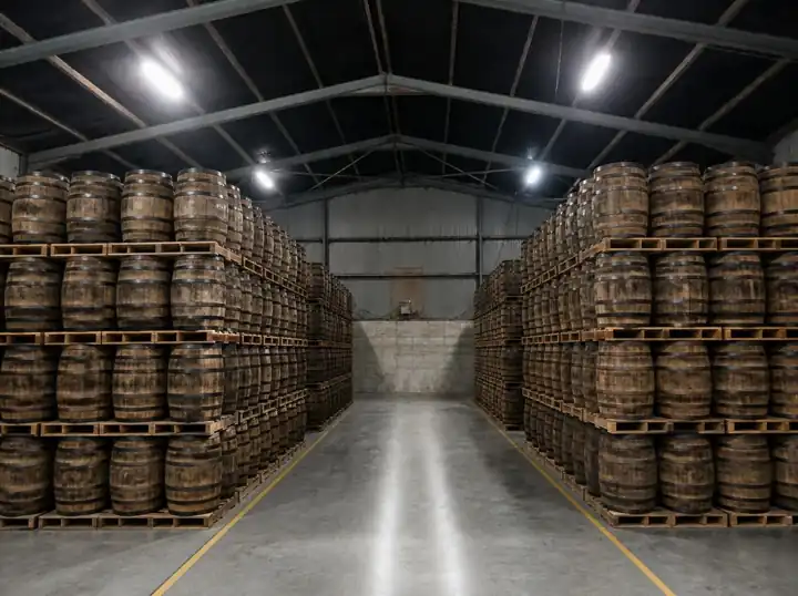 Concept view of the Unit 2 interior with palletised casks stacked either side of a central aisle